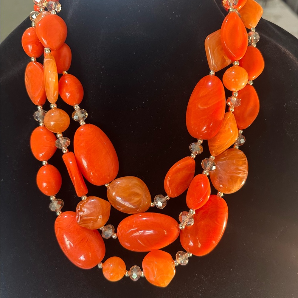 Vibrant Orange Beaded Necklace
